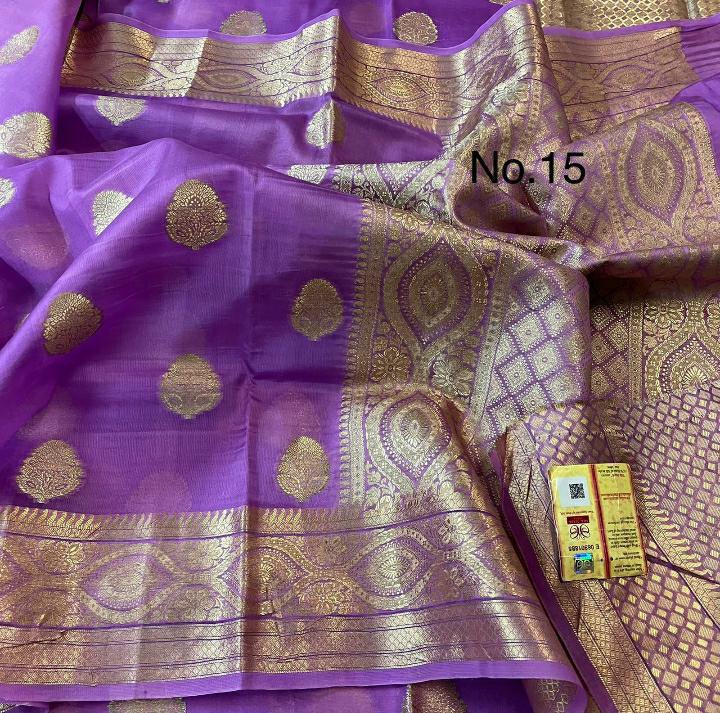 Banarasi Kora Organza Dyble Silk Sarees Good Quality Weaving Design