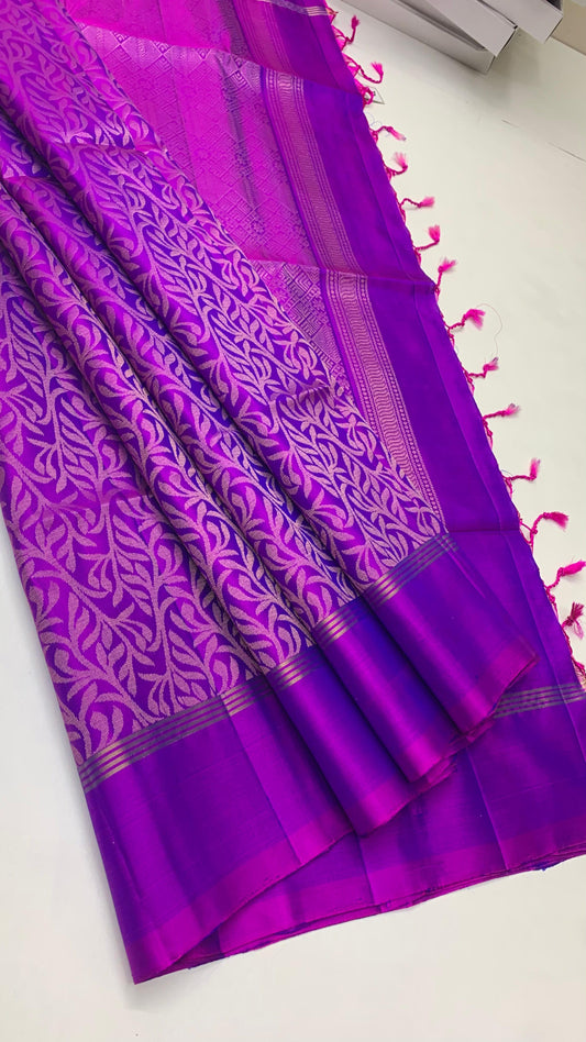 Pure handloom borderless  Bridal Double warp soft silk sarees collections