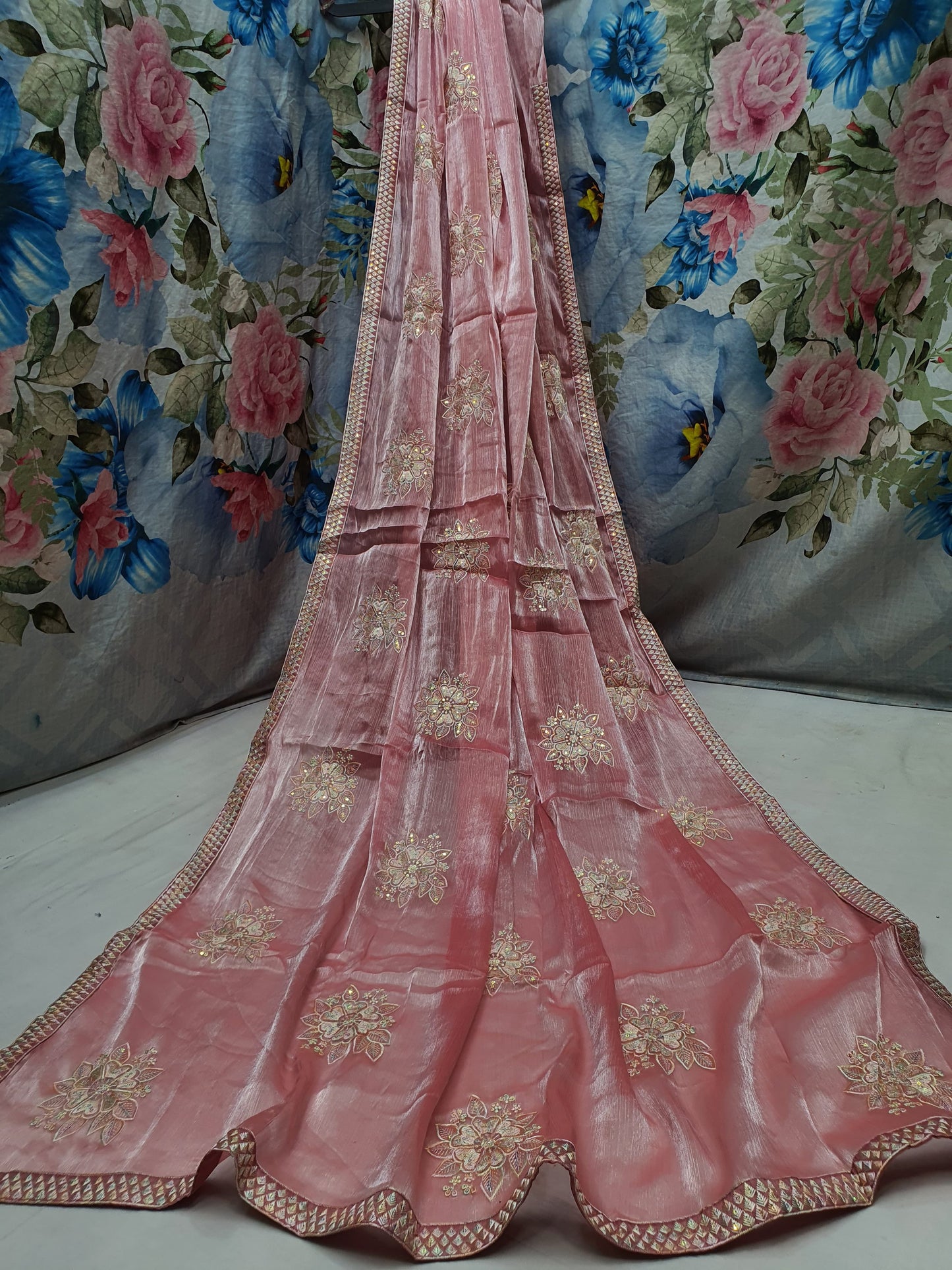 Allover reasham butta and border with sequence multi on Jimmy choo*Saree