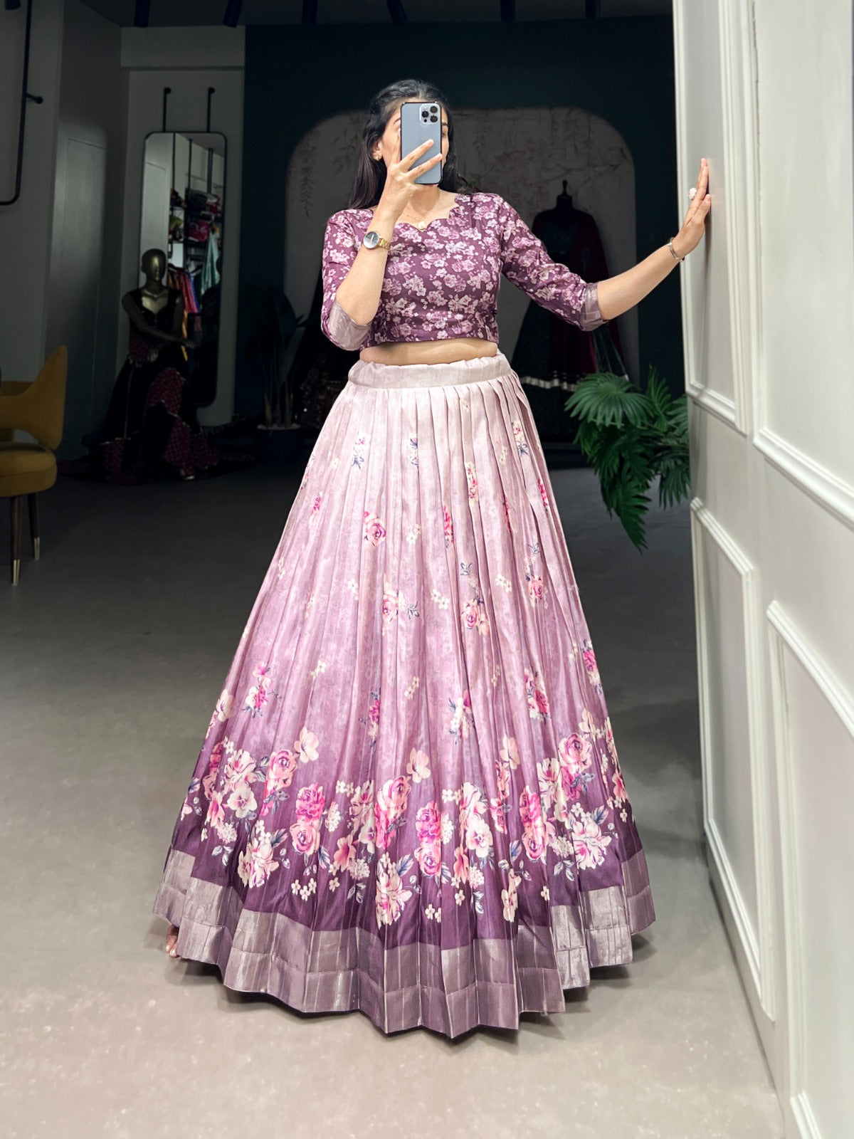 Co-ord Set Lehenga
Embrace Timeless Elegance with Our Floral Print Lehenga and Blouse Set 🪷