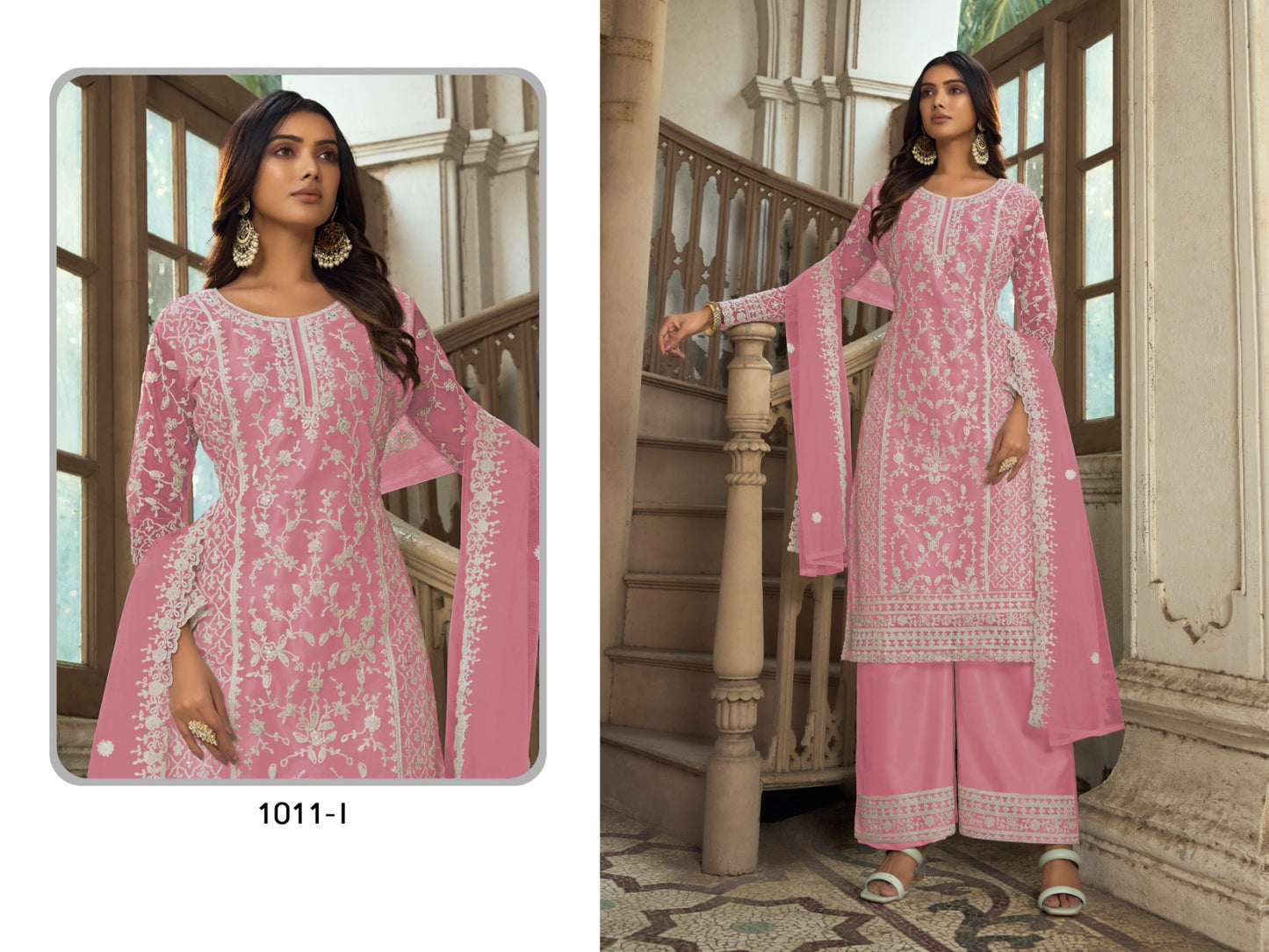 Designer plazo suit set
Top Fabric-Heavy Butterfly Net 
Bottom Fabric-Heavy Butterfly Net 
Dupatta Fabric-Heavy Butterfly Net 
Size-Semi Stitched
