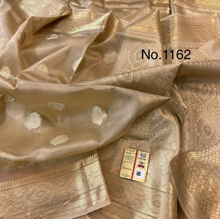 Banarasi Kora Organza Dyble Silk Sarees Good Quality Weaving Design