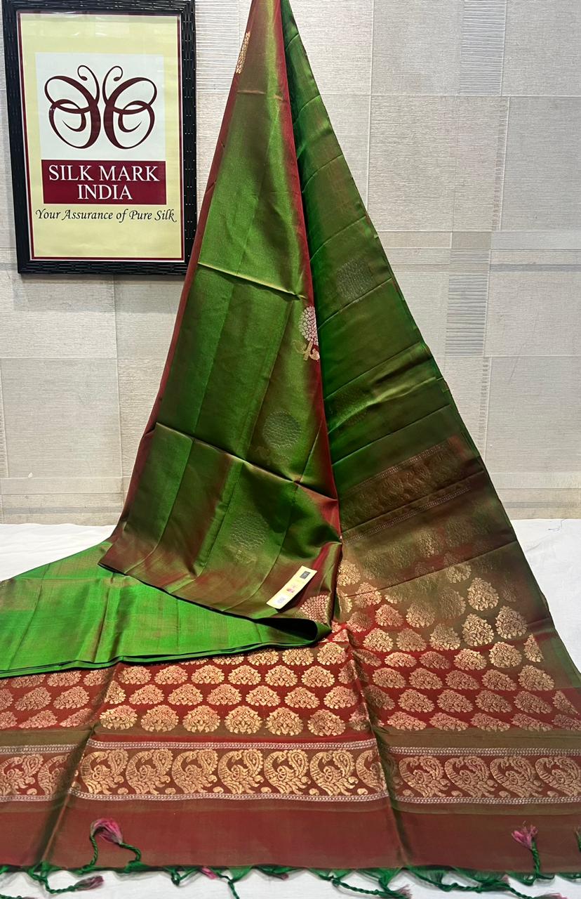 Pure silk Handloom*
Meena butta Silver jarie Butta Meena work butta Fancy butta Double warp silk Aravta butta All over butta Rich pallu