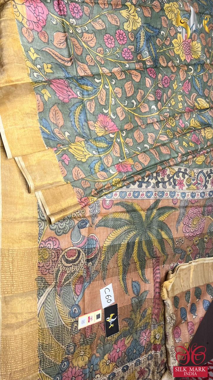 Original PenKalamkari handpaint Tussar silk sarees
Natural organiccolour used on painting