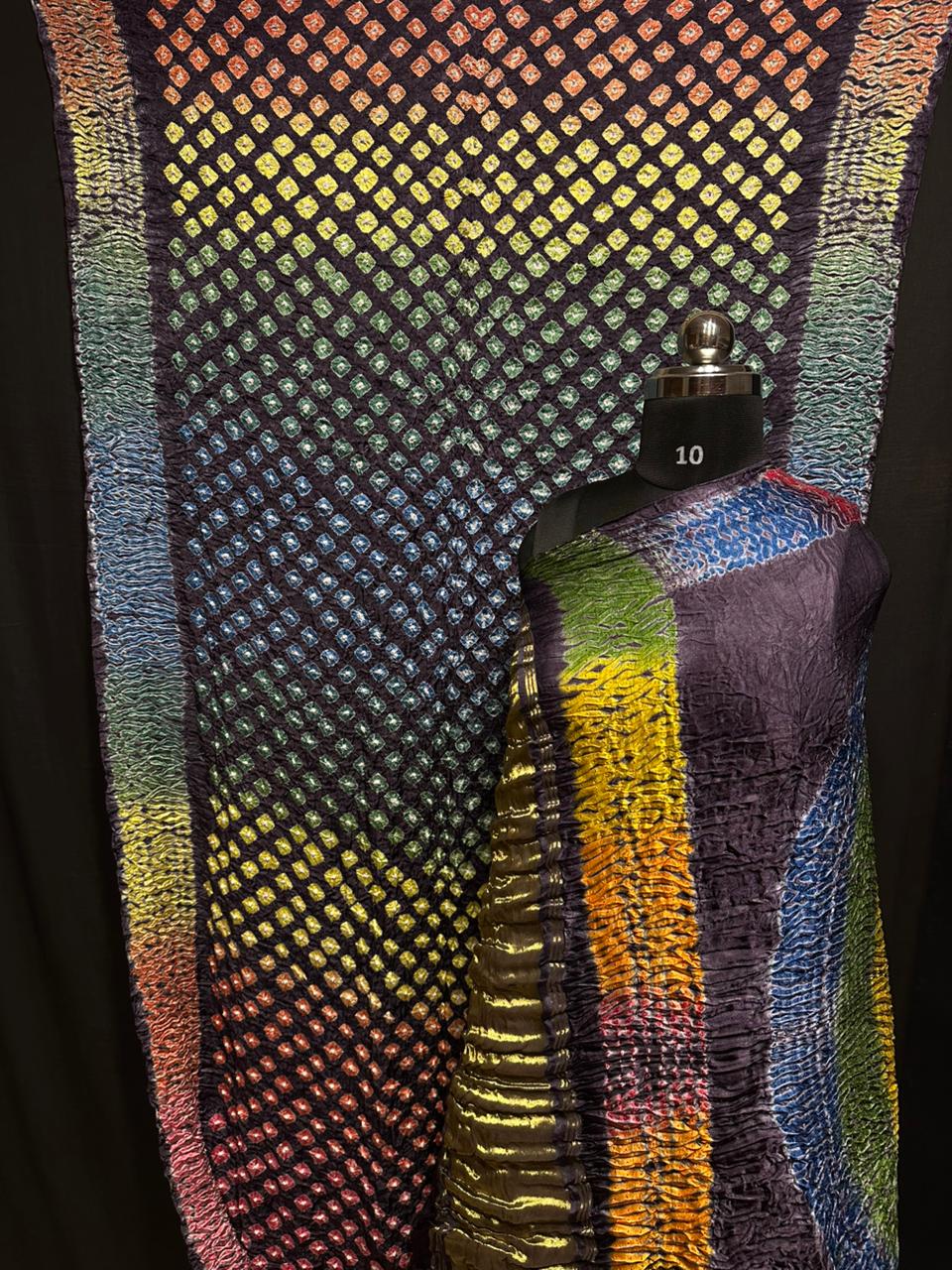 Sibori contrast Saree Fabric Modal Silk Multi Sibori dotts Heavy Tissue pallu
Handcrafted item
Best quality & color
Exclusive collection
