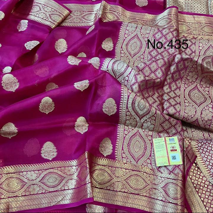 Banarasi Kora Organza Dyble Silk Sarees Good Quality Weaving Design