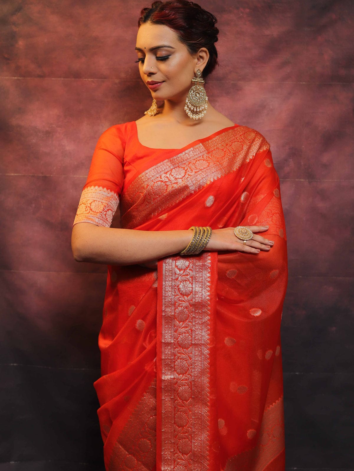 BANARASI SEMI KORA ORGANZA DYBLE SILK SAREES VERY GOOD QUALITY WEAVING DESIGN