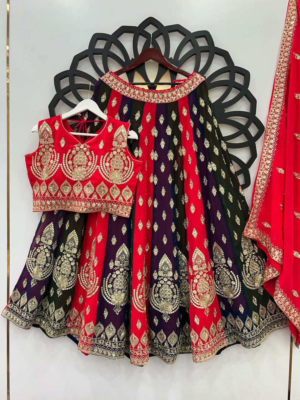 Designer lehenga choli.        Heavy Faux Georgette With Heavy Embroidery Sequence Work With Latkan Dori