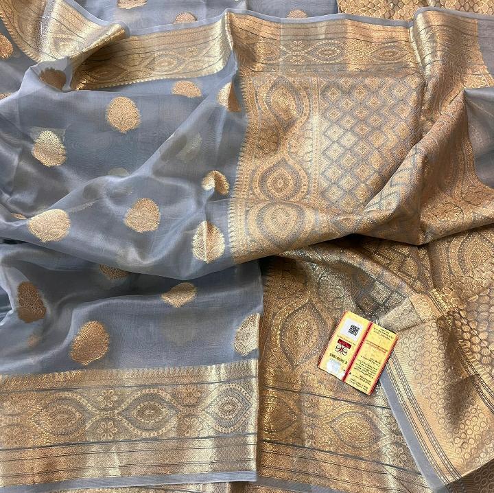 Banarasi Kora Organza Dyble Silk Sarees Good Quality Weaving Design