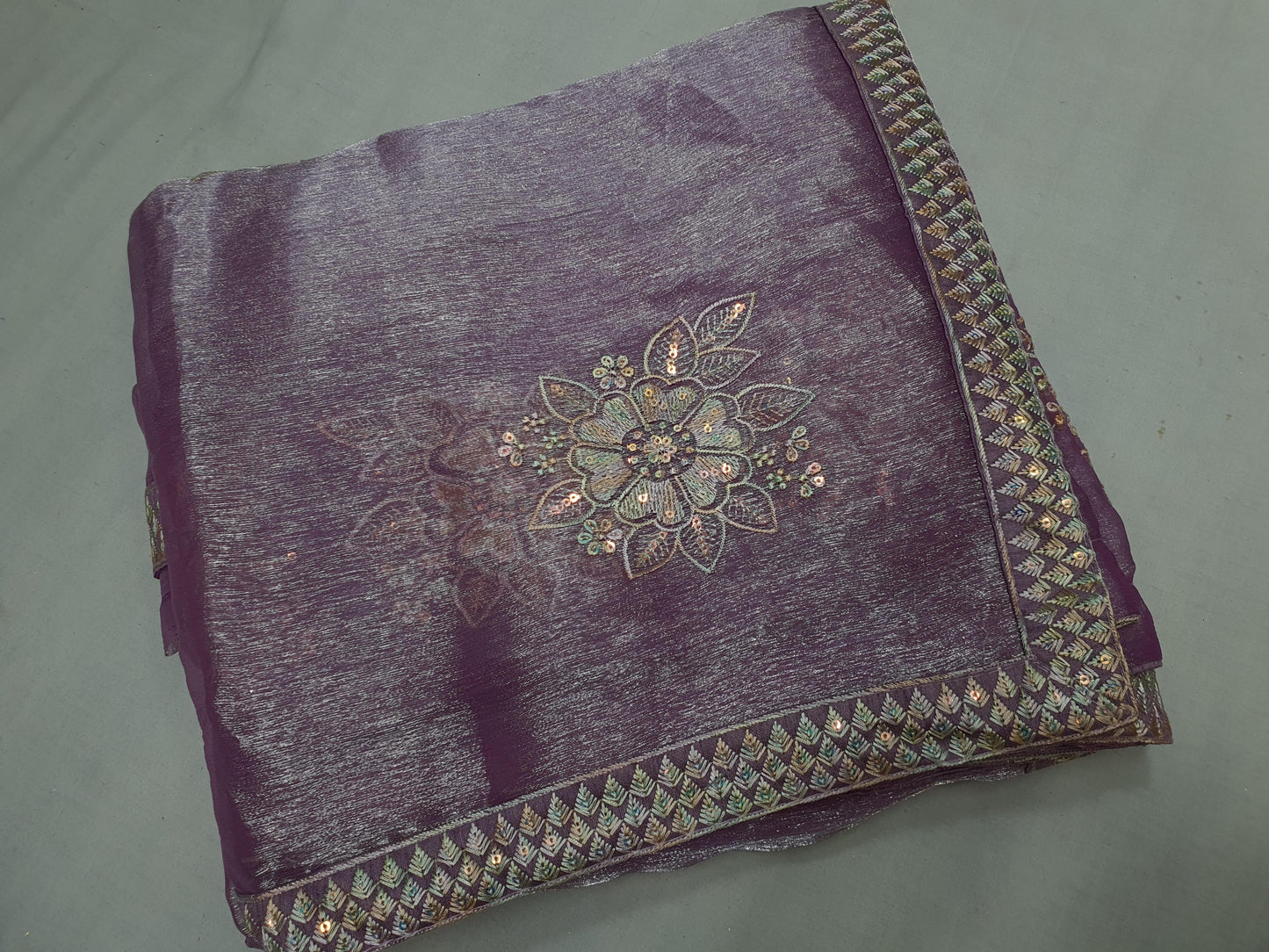 Allover reasham butta and border with sequence multi on Jimmy choo*Saree