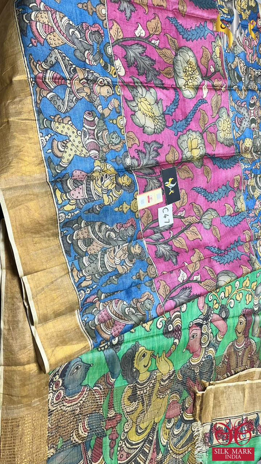 Original PenKalamkari handpaint Tussar silk sarees
Natural organiccolour used on painting
