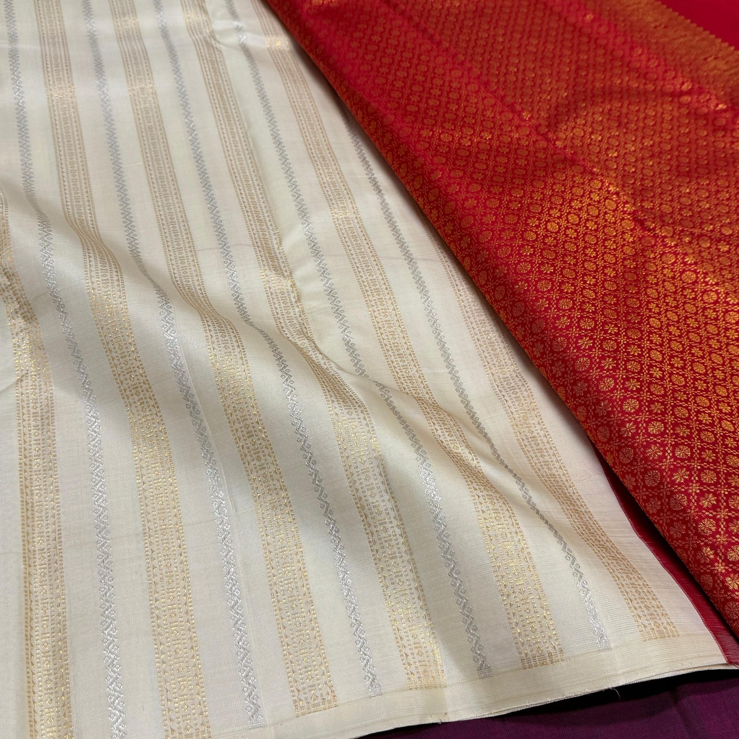 Kanjivaram pure silk handloom double warp contrast grand pallu and blouse *Fancy bridal*