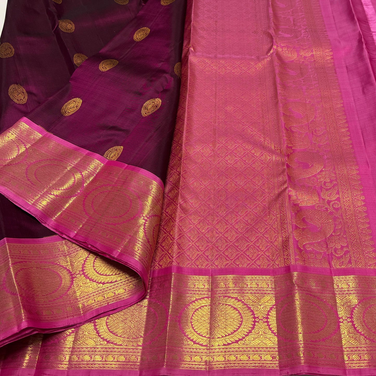 Kanjivaram pure silk handloom double warp contrast grand pallu and blouse *Gold zari 2g*