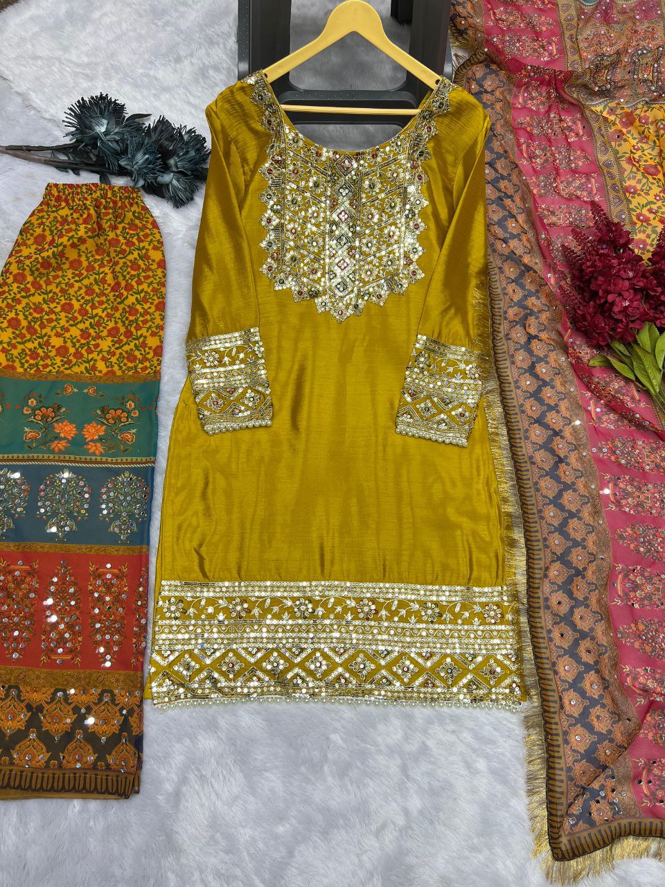 KURTI WITH PLAZZO AND DUPATTA SUIT SET