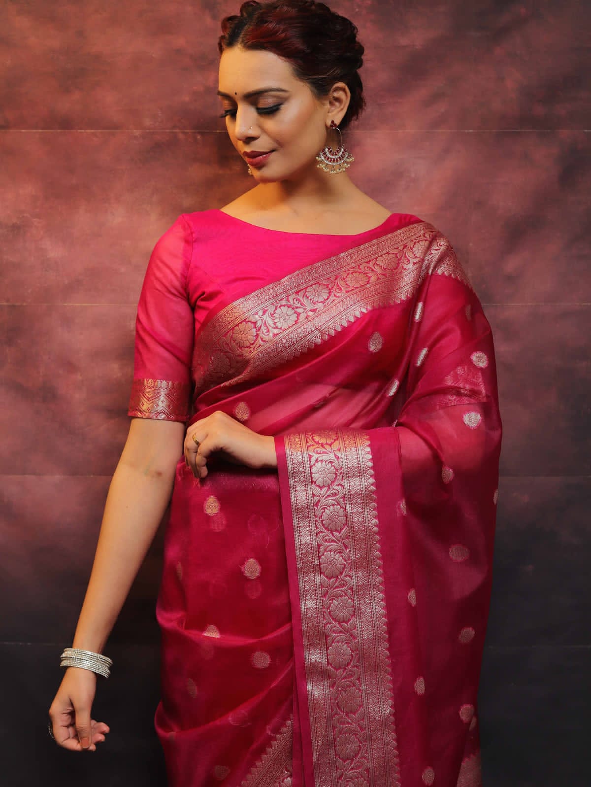 BANARASI SEMI KORA ORGANZA DYBLE SILK SAREES VERY GOOD QUALITY WEAVING DESIGN