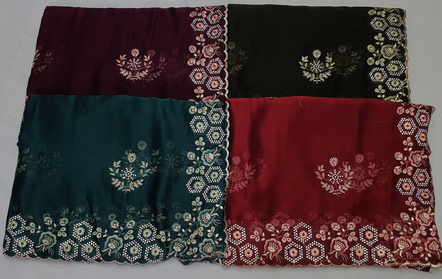 ALLOVER REASHAM WORK BORDER AND BUTTA WITH STONE ON GEORGETTE*Saree