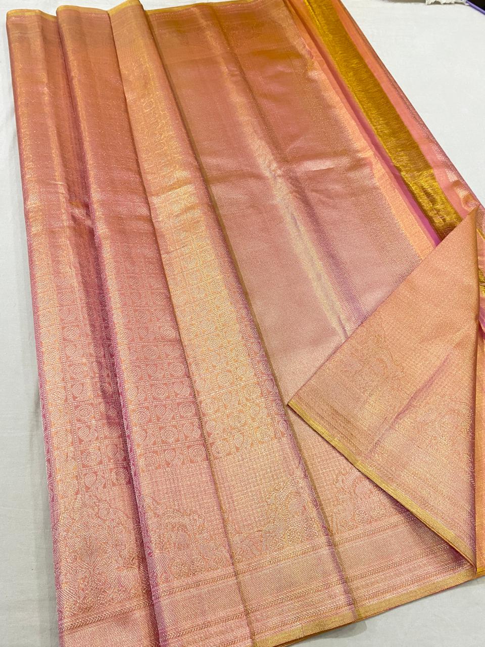 Kanchipuram handloom pure silk saree
Beautiful Design kerala tissue type Wedding sarees*