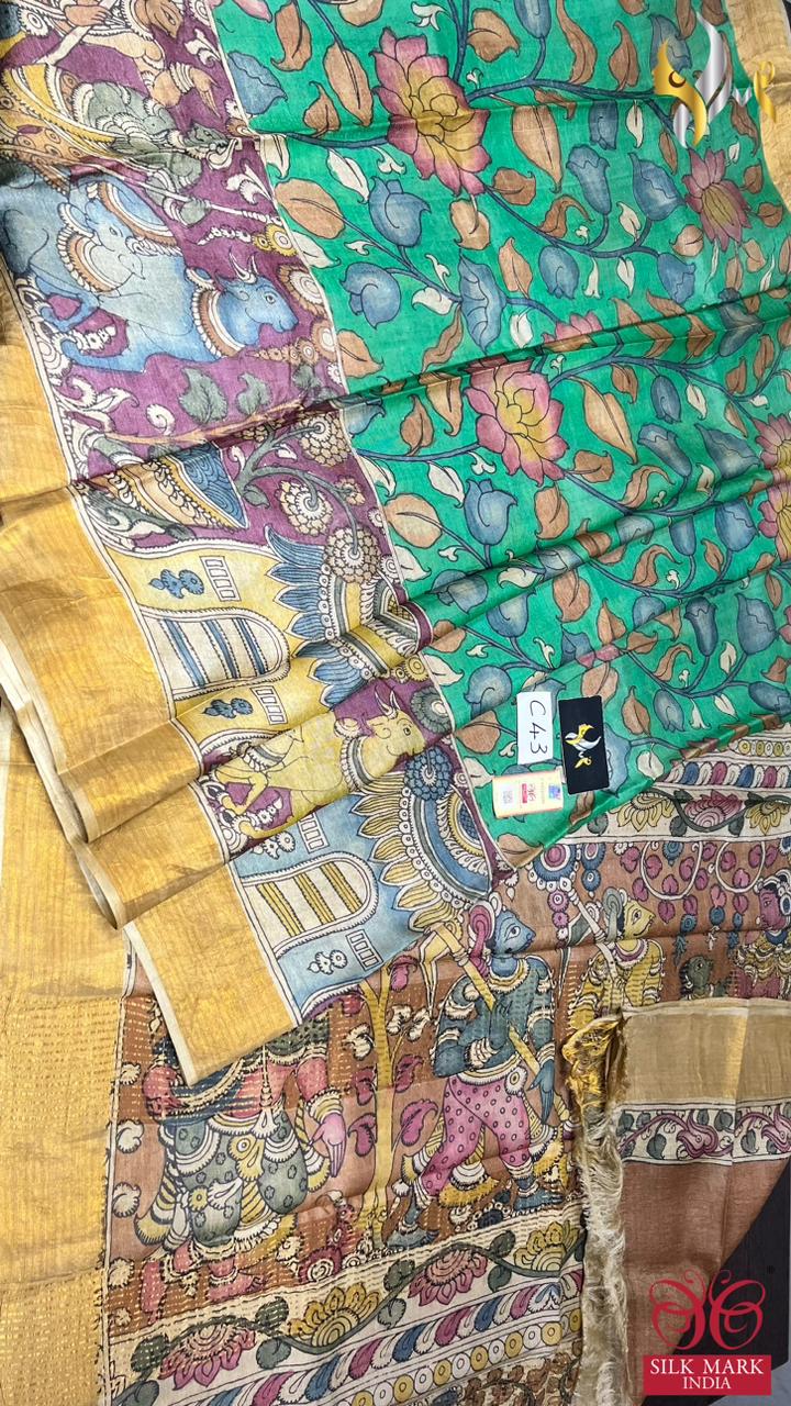 Original PenKalamkari handpaint Tussar silk sarees
Natural organiccolour used on painting