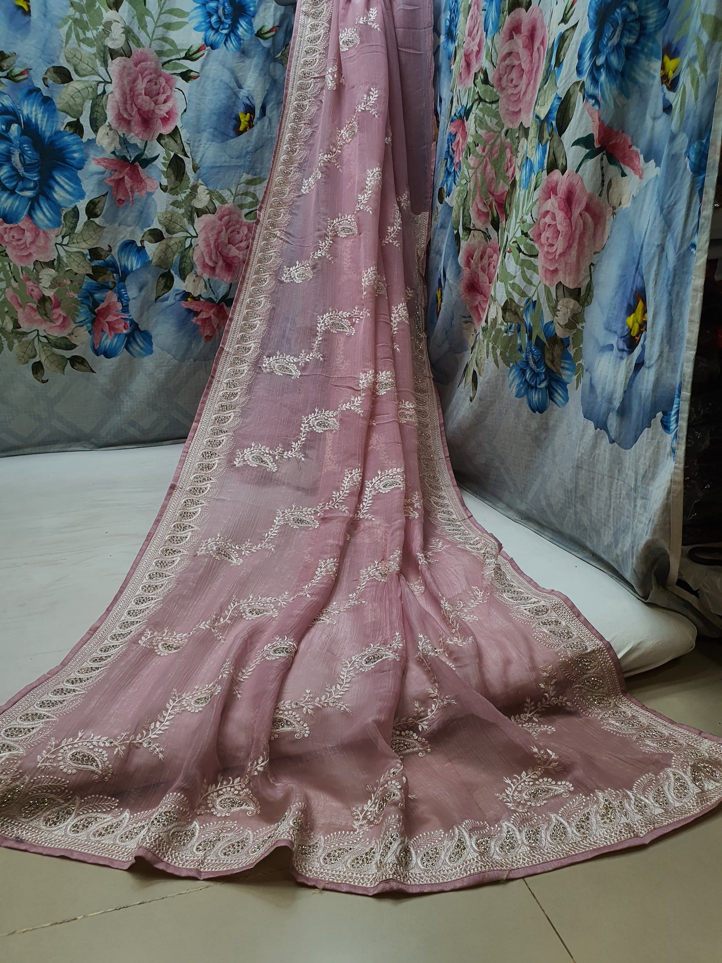 ALLOVER REASHAM JALL AND BORDER ON GEORGETTE* Saree