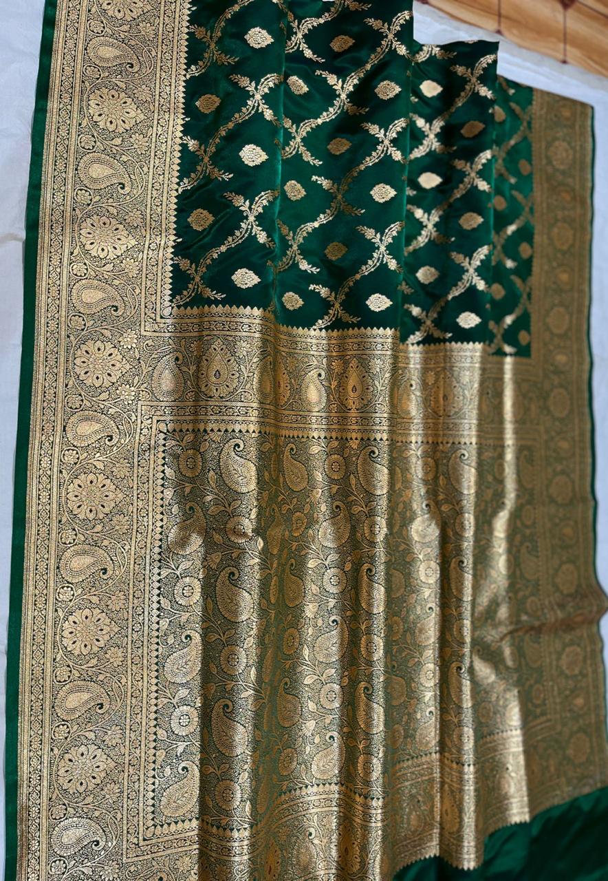 BANARASI HANDLOOM KATAN SILK SAREES GOOD QUALITY WEAVING DESIGN*