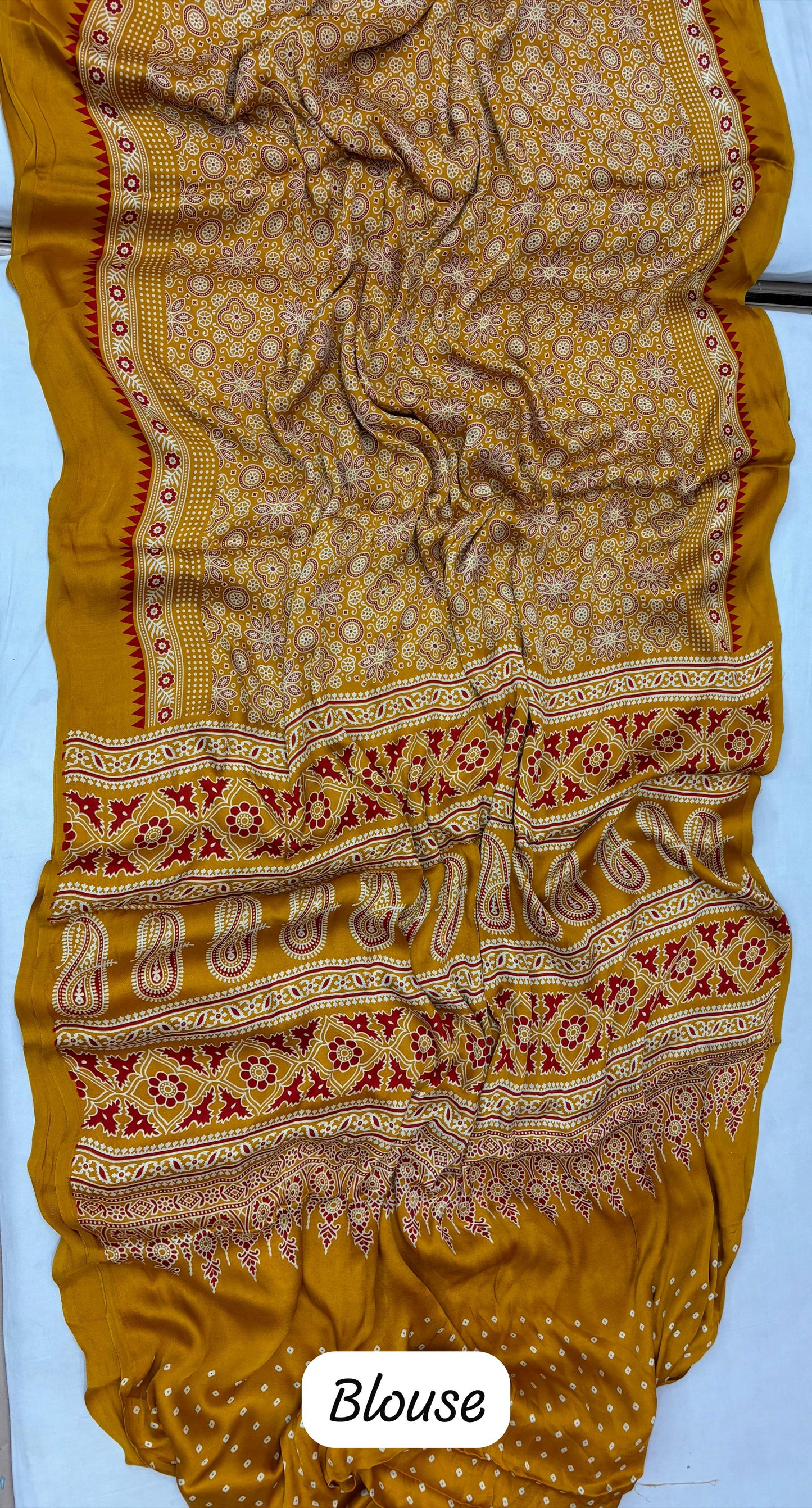 Pure Gajji Silk Saree With Azarkh Print