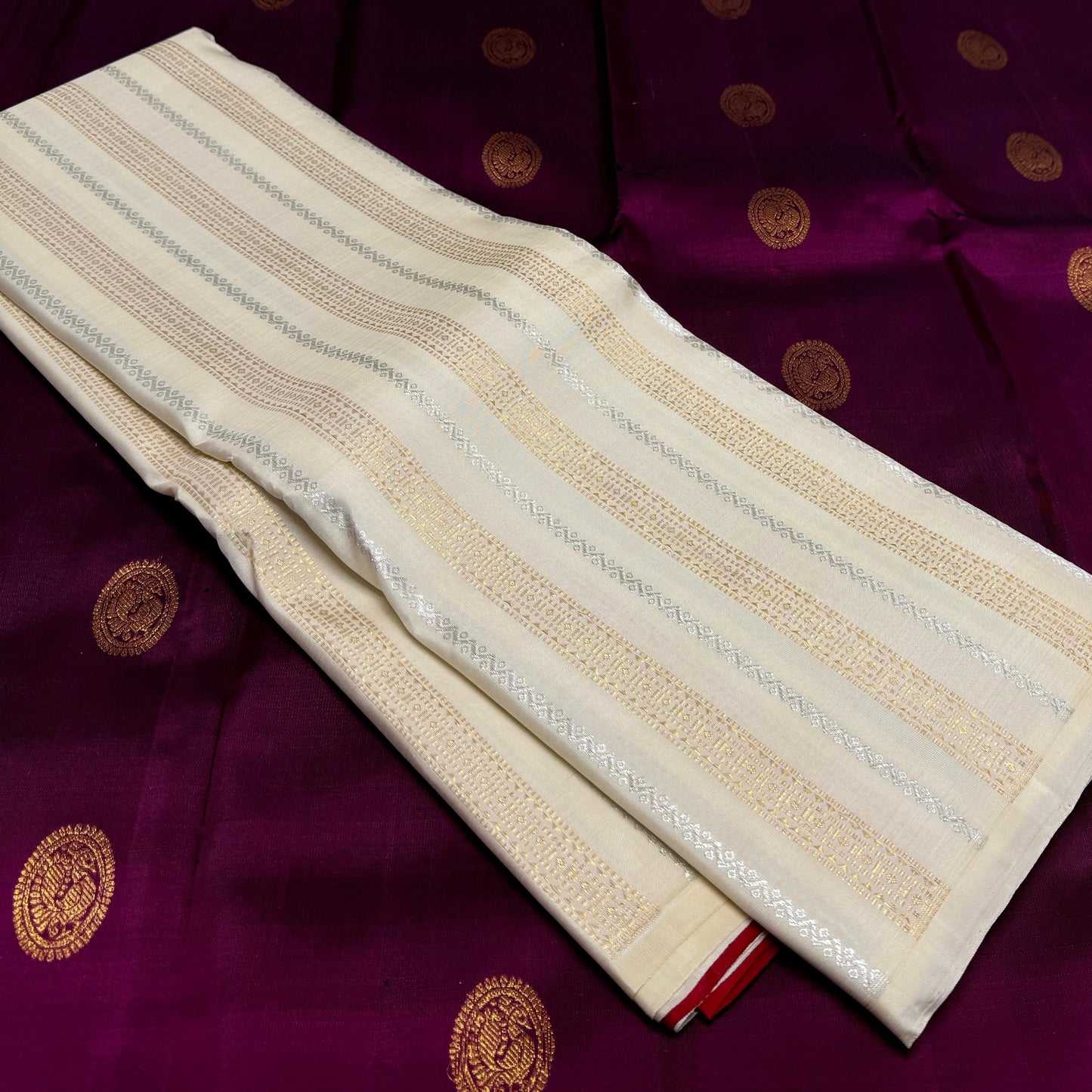 Kanjivaram pure silk handloom double warp contrast grand pallu and blouse *Fancy bridal*