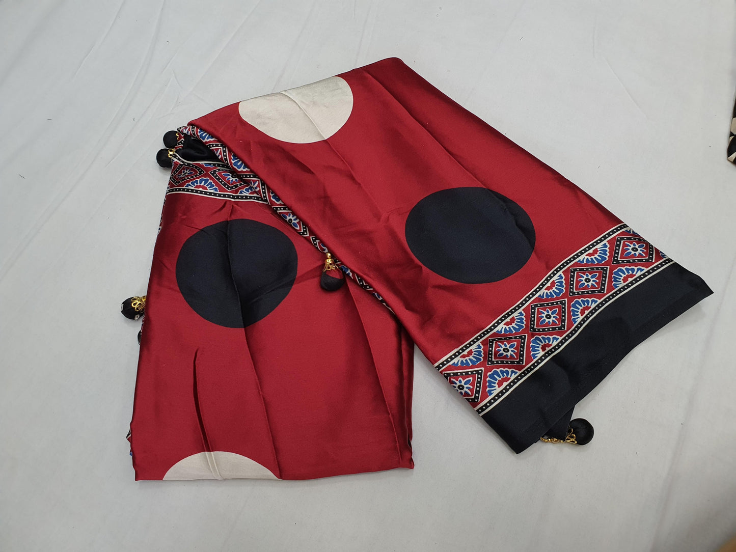 AJRAKH PRINTED ON MODAL SILK CREPE Saree*