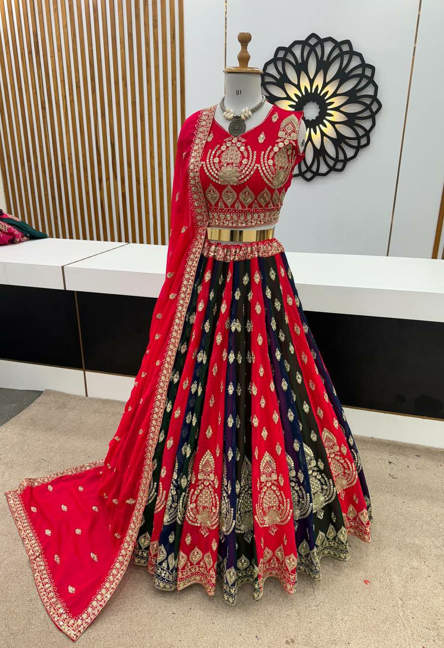 Designer lehenga choli.        Heavy Faux Georgette With Heavy Embroidery Sequence Work With Latkan Dori