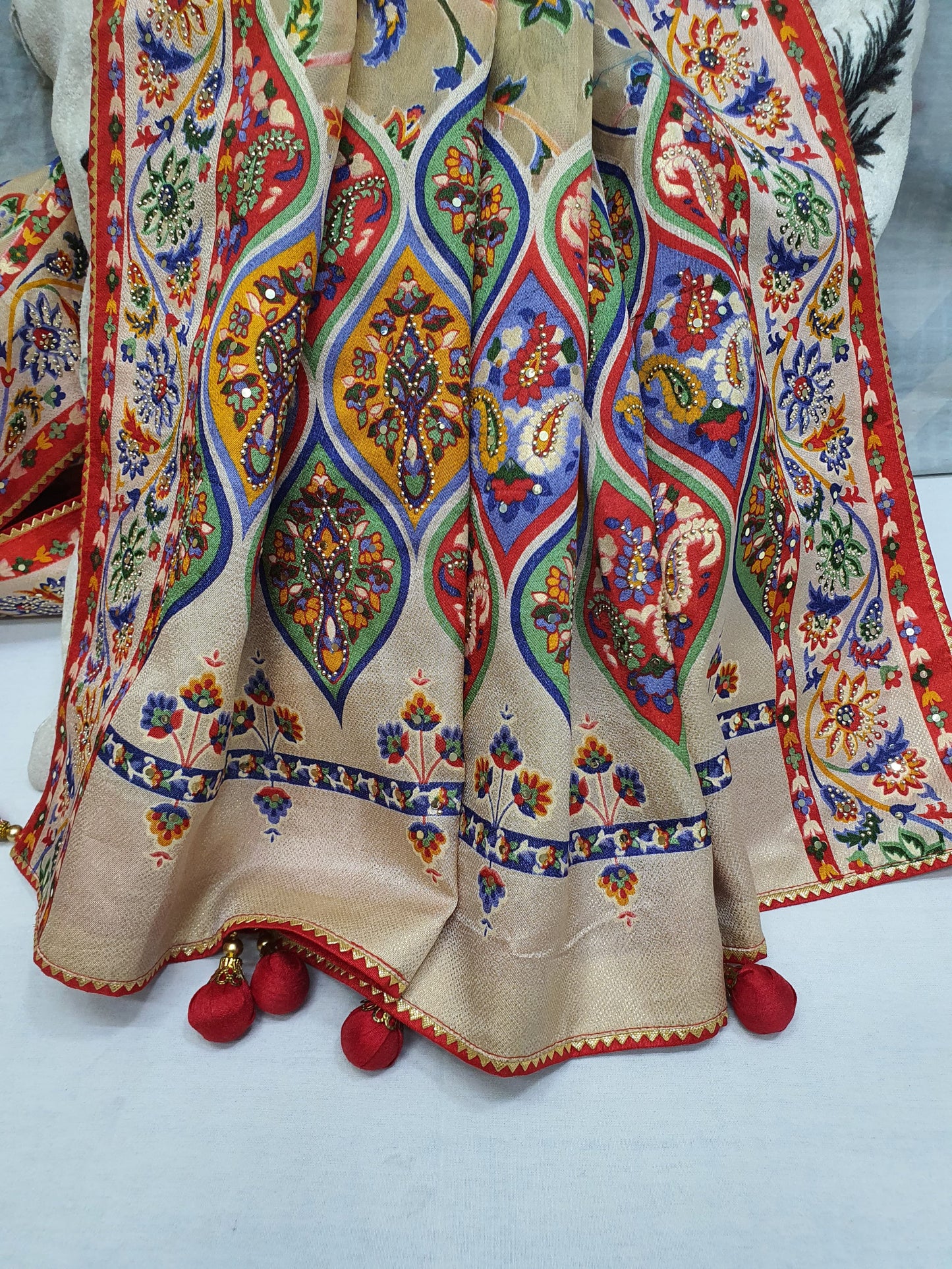 Brasso organza work and heavy blouse*saree