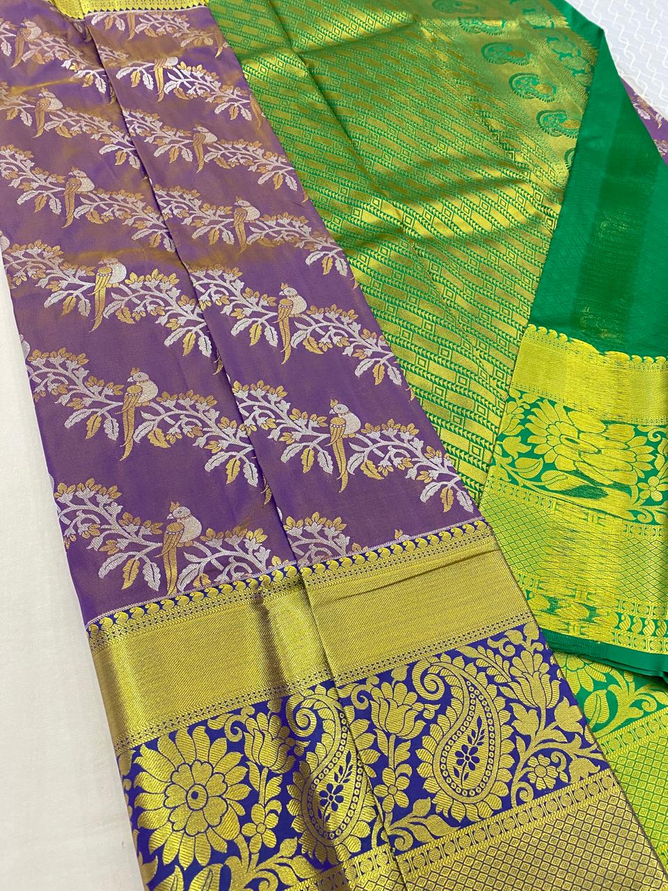 Kanchipuram semi silk sarees
Beautiful Design 
beautiful bridal Semi silk sarees*