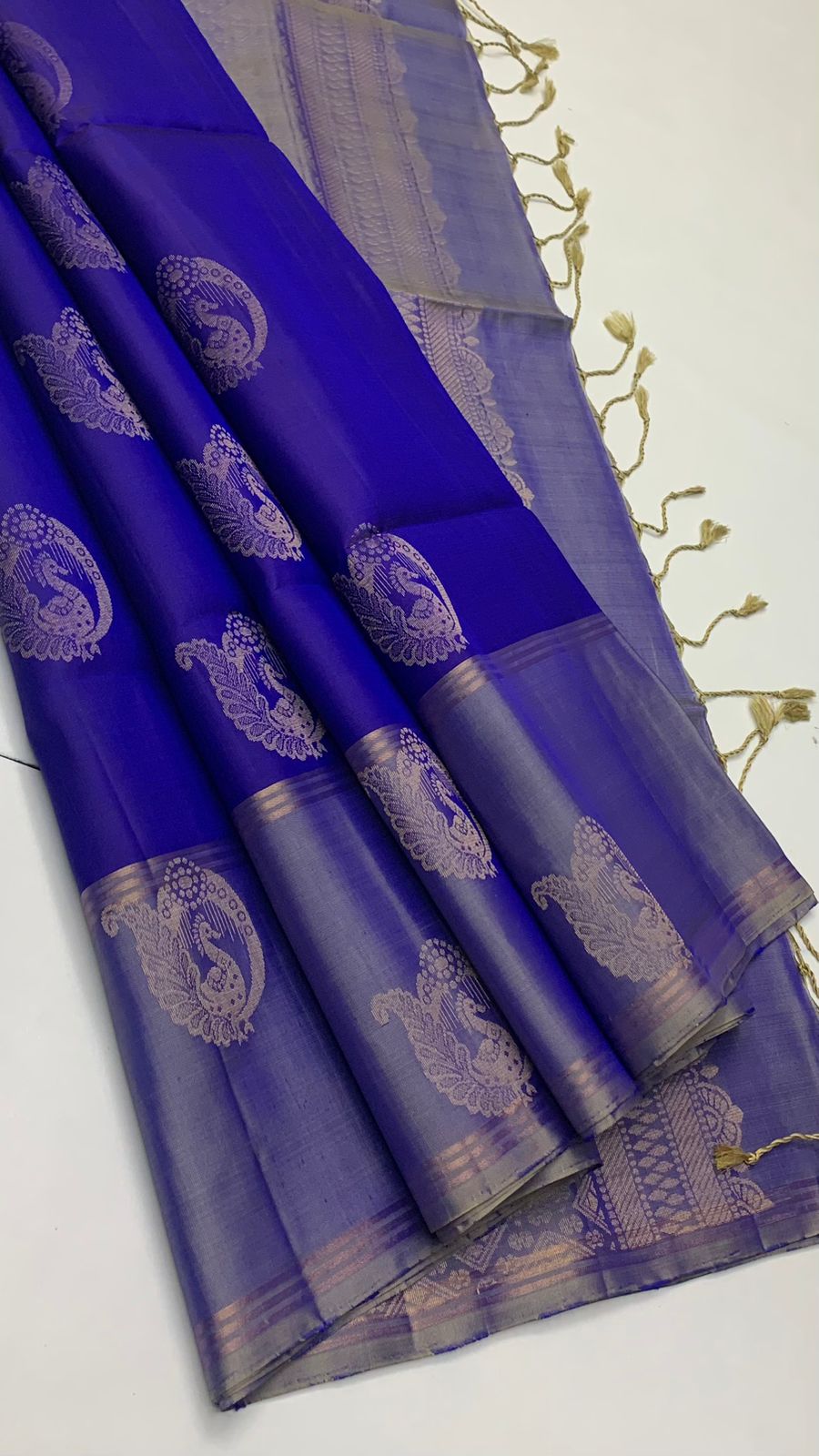 Pure handloom fancy design borderless Double warp soft silk sarees collections                               with contrast Pallu and blouse