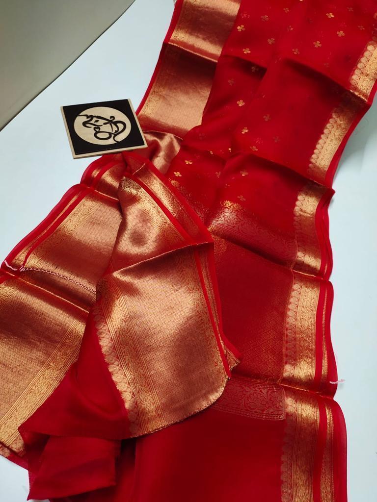 BANARASI KORA ORGANZA DYBLE SILK SAREES GOOD QUALITY WEAVING DESIGN