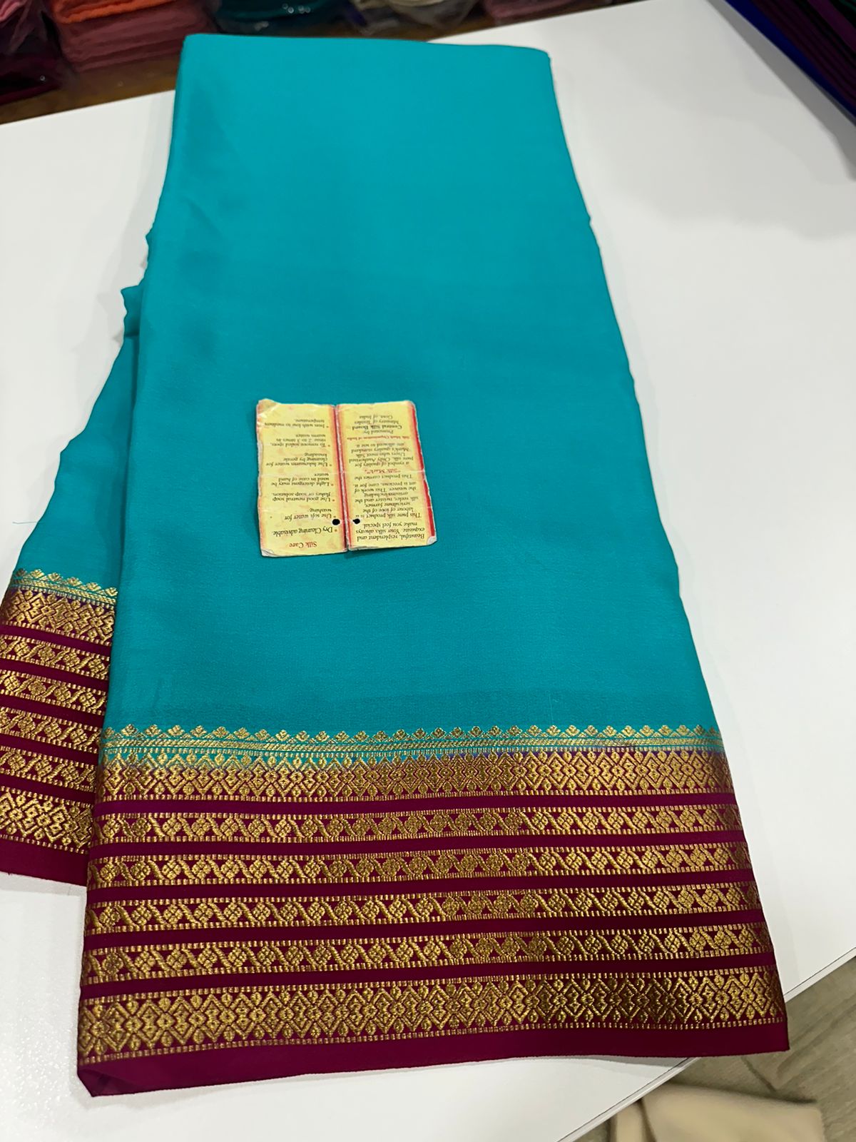 Pure Mysore silk sarees 
110 grm thickness  
Silk mark certified
Traditional lines border mysore silk sarees which comes with beautiful color combination