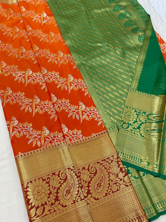 Kanchipuram semi silk sarees
Beautiful Design 
beautiful bridal Semi silk sarees*