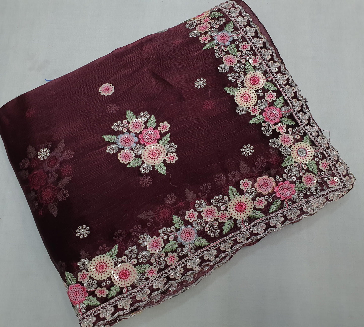 ALLOVER MULTI SEQUENCE WORK AND BORDER ON JIMMY CHOO*Saree