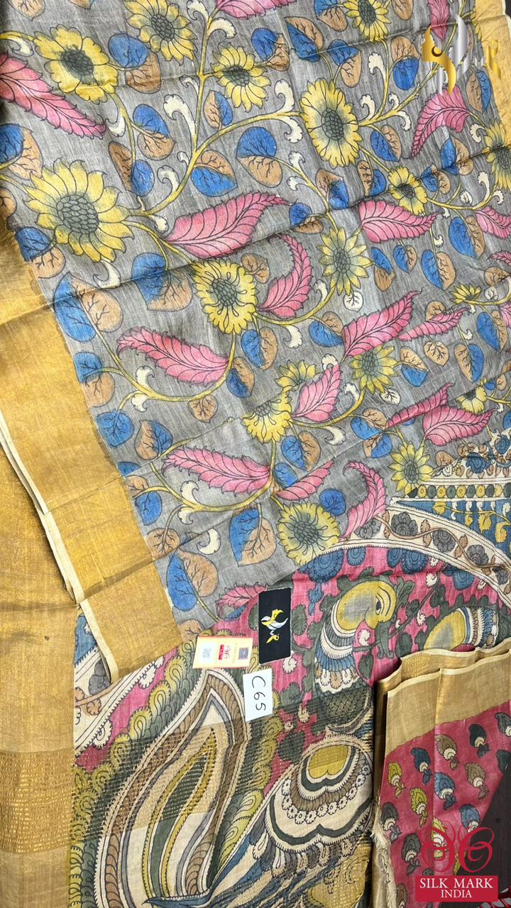 Original PenKalamkari handpaint Tussar silk sarees
Natural organiccolour used on painting
