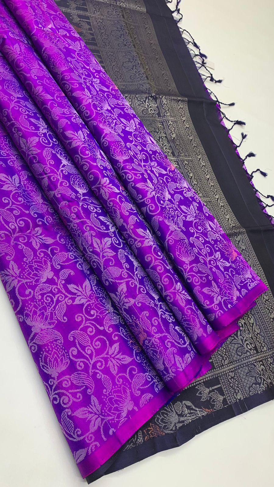 Pure handloom borderless  Bridal Double warp soft silk sarees collections
