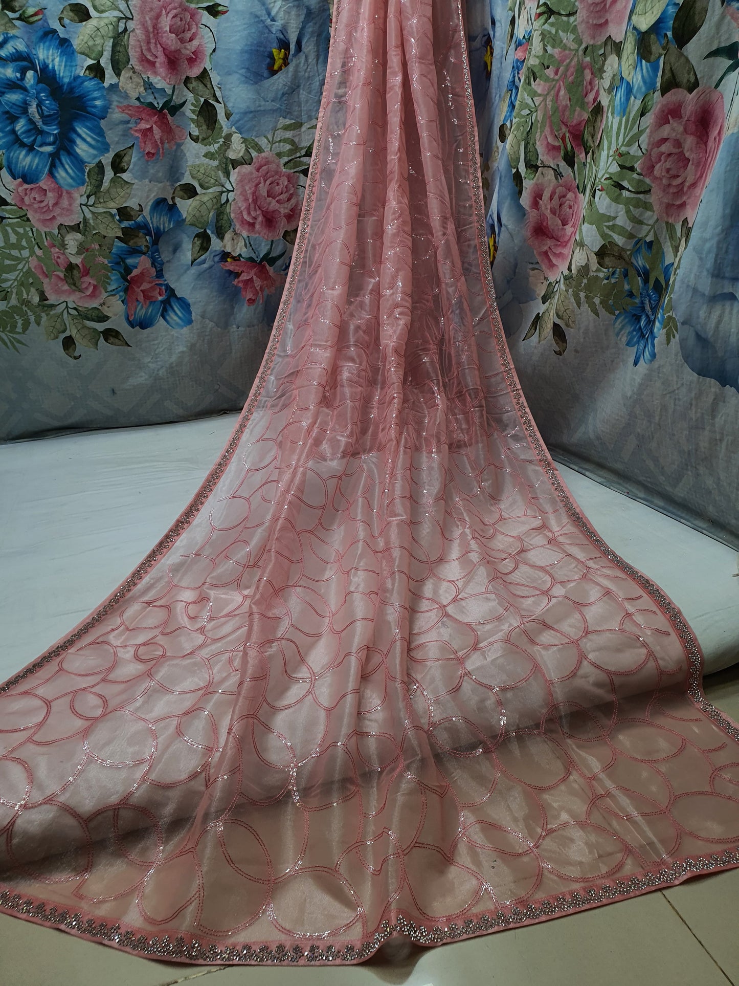 Allover self sequence work on jimmy choo*Saree
