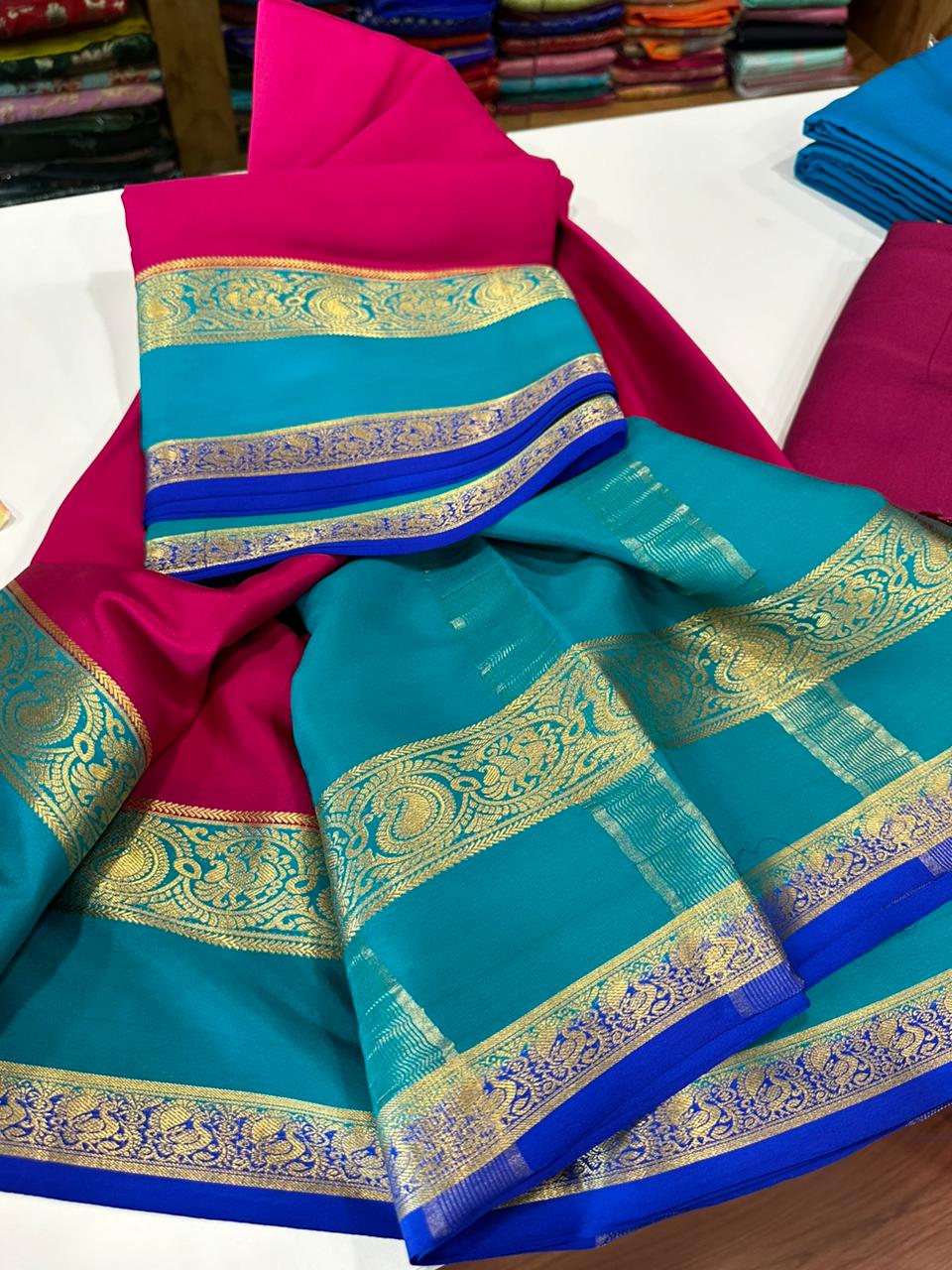 Pure  Mysore silk sarees 
120 grm thickness