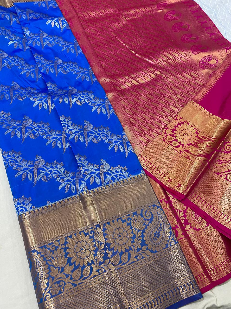 Kanchipuram semi silk sarees
Beautiful Design 
beautiful bridal Semi silk sarees*