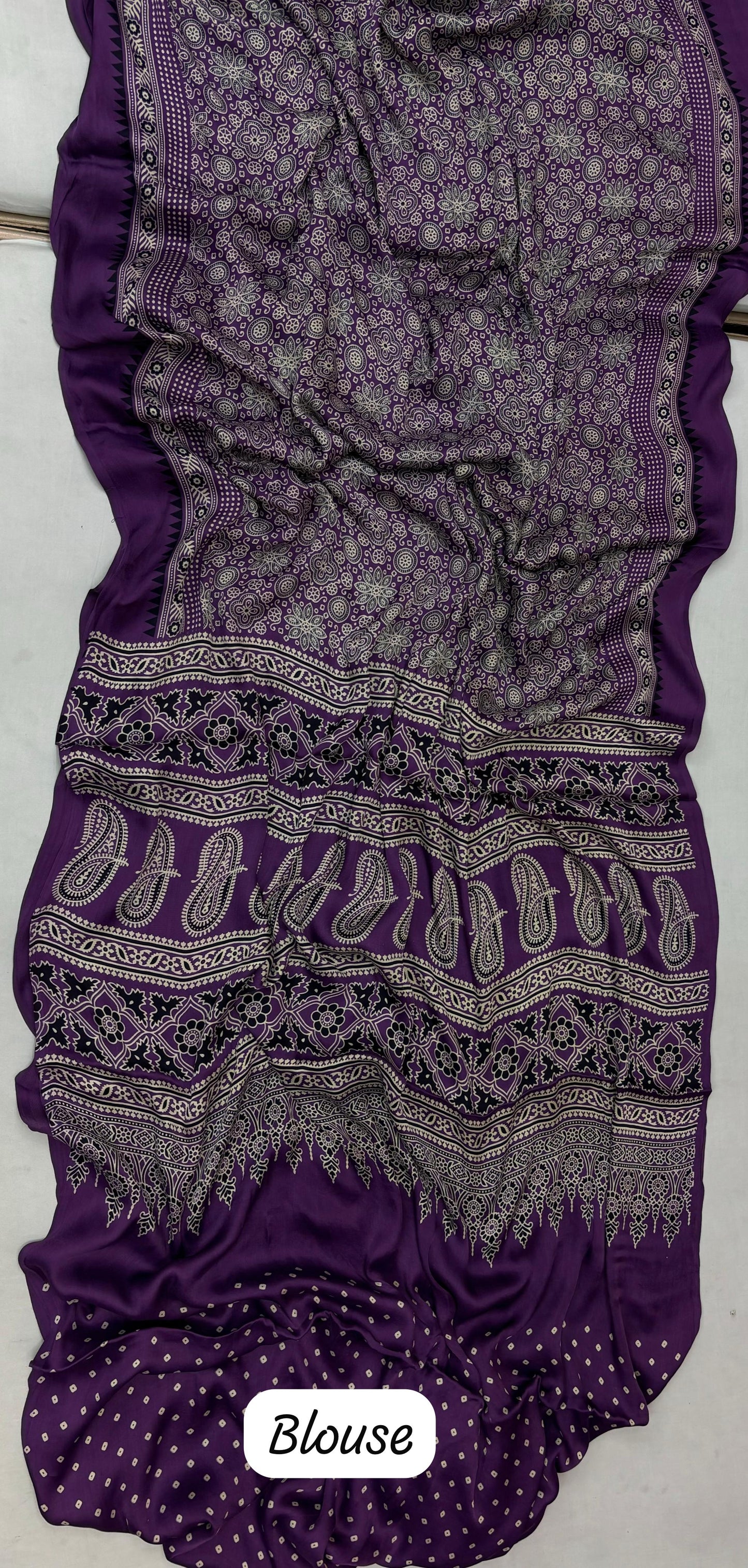Pure Gajji Silk Saree With Azarkh Print