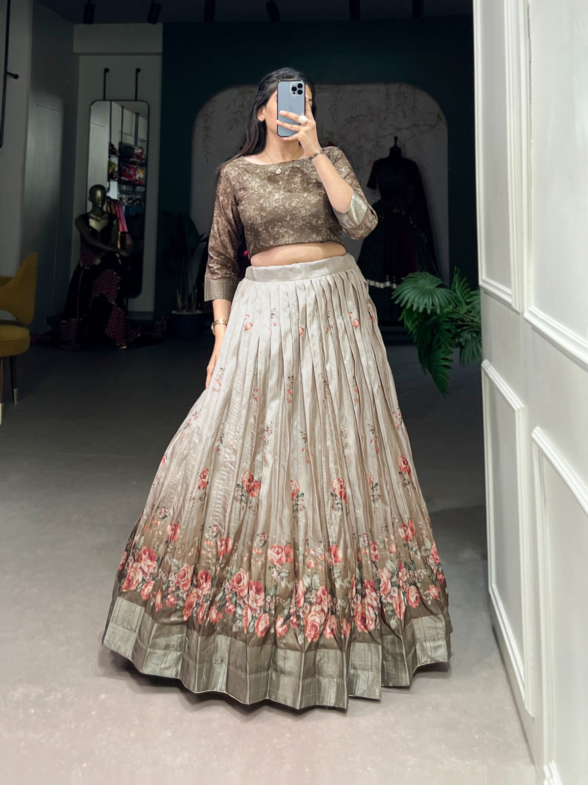 Co-ord Set Lehenga
Embrace Timeless Elegance with Our Floral Print Lehenga and Blouse Set 🪷