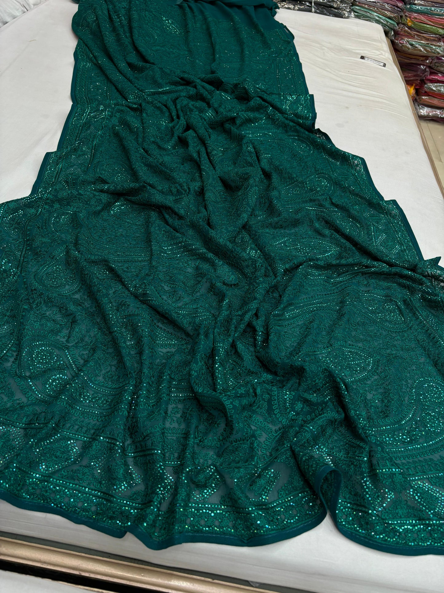 ALLOVER PURE LUCKNOWI CHIKANKARI SAREE ON PURE Georgette Saree