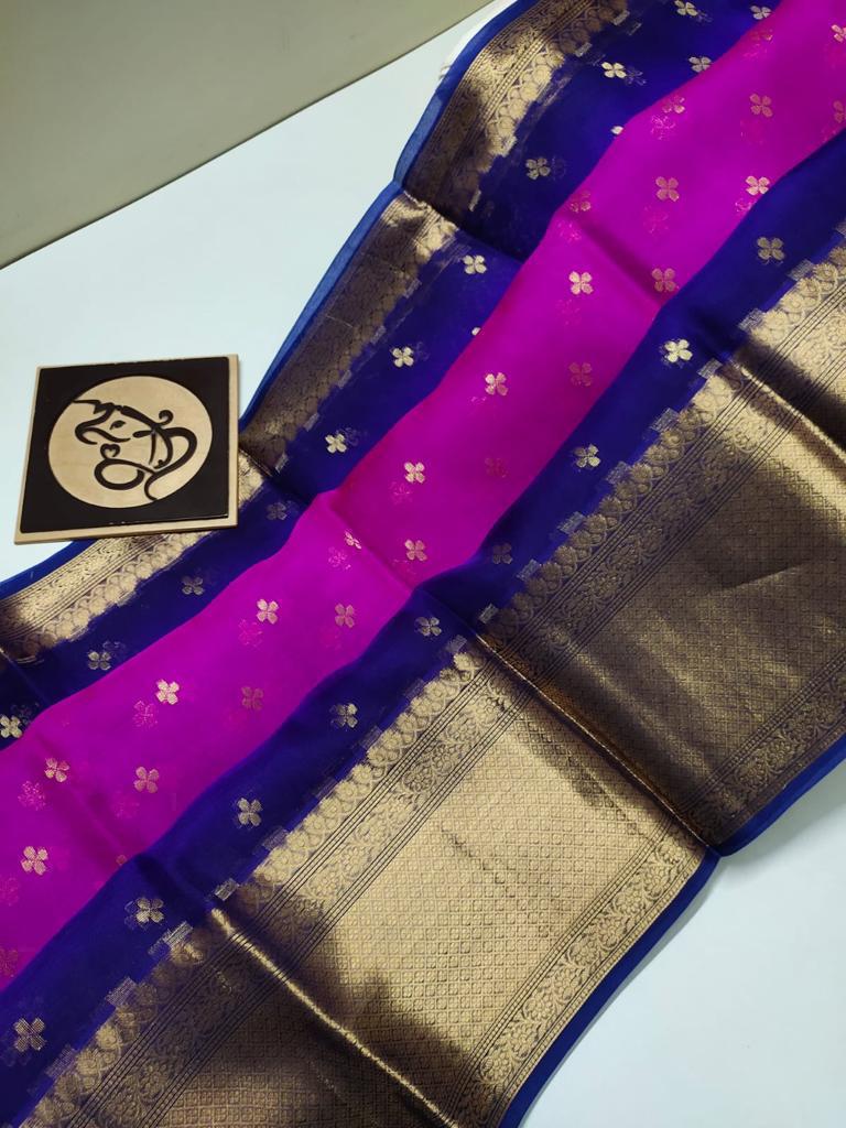 BANARASI KORA ORGANZA DYBLE SILK SAREES GOOD QUALITY WEAVING DESIGN