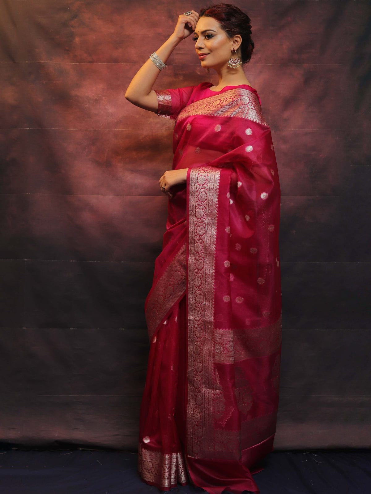 BANARASI SEMI KORA ORGANZA DYBLE SILK SAREES VERY GOOD QUALITY WEAVING DESIGN