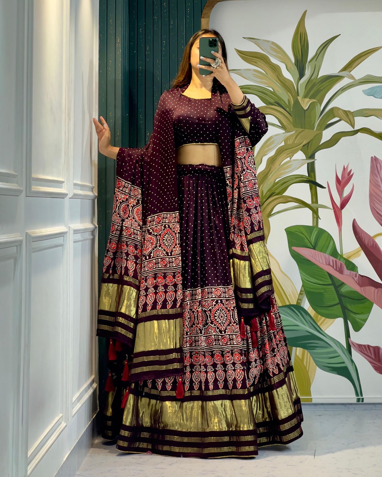 Raise up your style with this Ravishing gaji silk lehenga to vibrant your look at wedding and navratri.