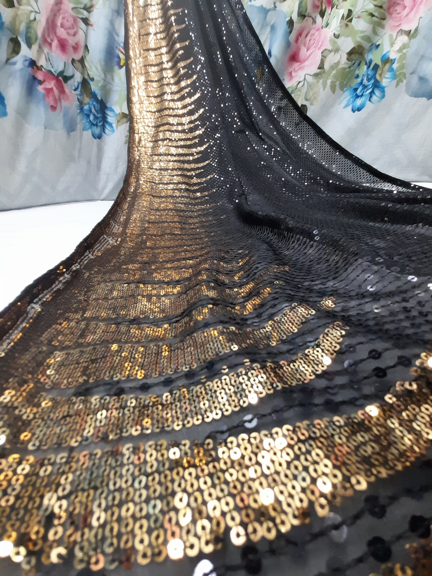 ALLOVER SEQUENCE WORK  ON GEORGETTE*Saree