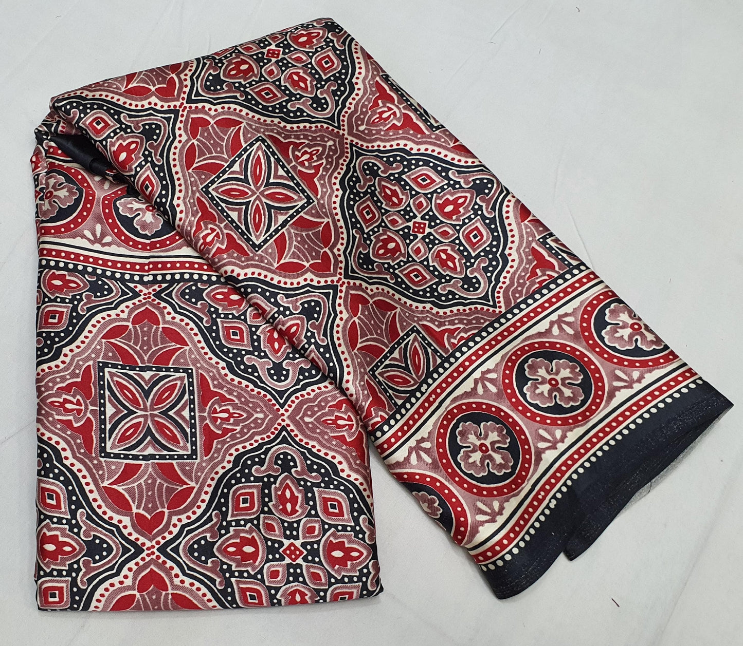 AJRAKH PRINTED ON MODAL SILK CREPE Saree*