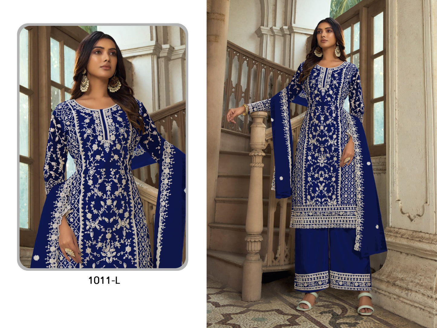 Designer plazo suit set
Top Fabric-Heavy Butterfly Net 
Bottom Fabric-Heavy Butterfly Net 
Dupatta Fabric-Heavy Butterfly Net 
Size-Semi Stitched