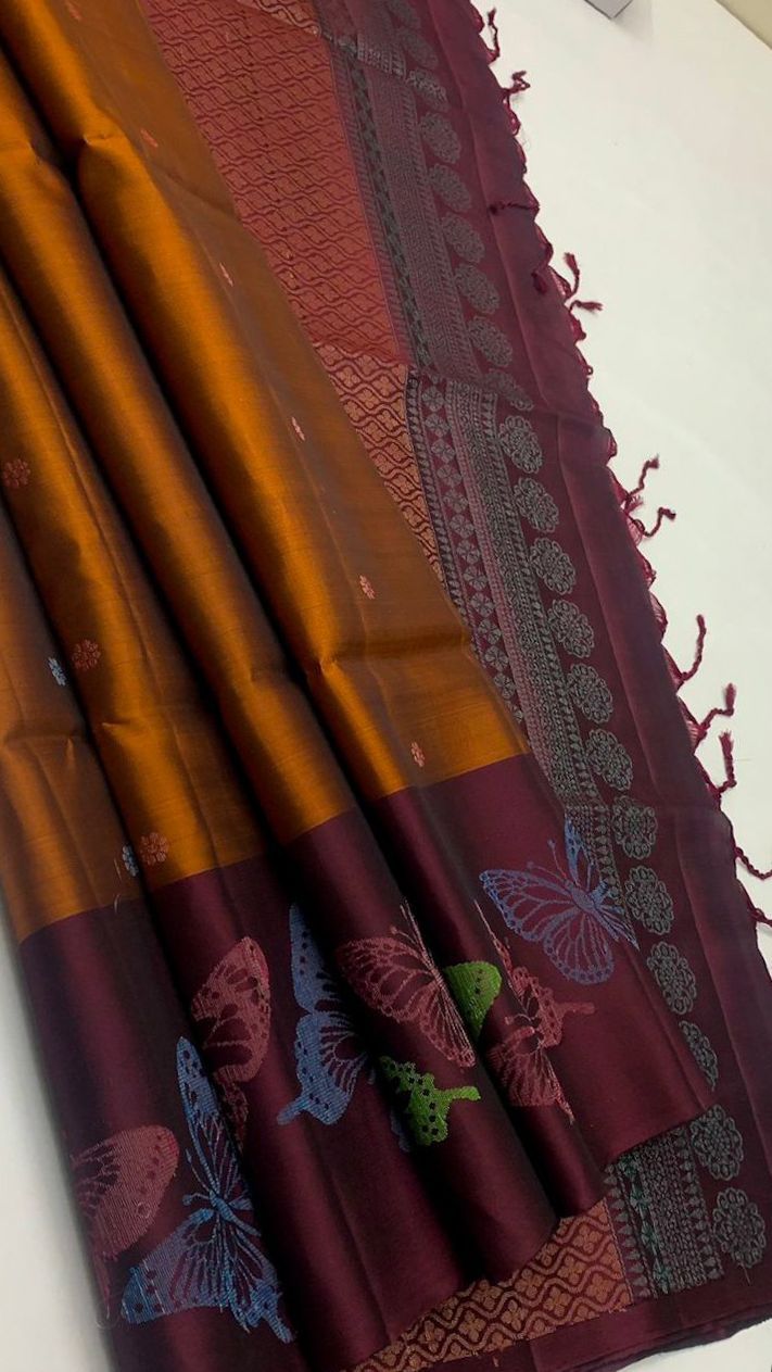 Pure handloom  TURNING BORDER  bridal Double warp soft silk sarees collections with contrast Pallu and blouse